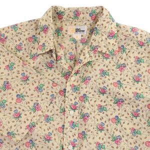 Reyn Spooner Shirt Vintage Cabbage Rose Floral Tan Cotton Men M